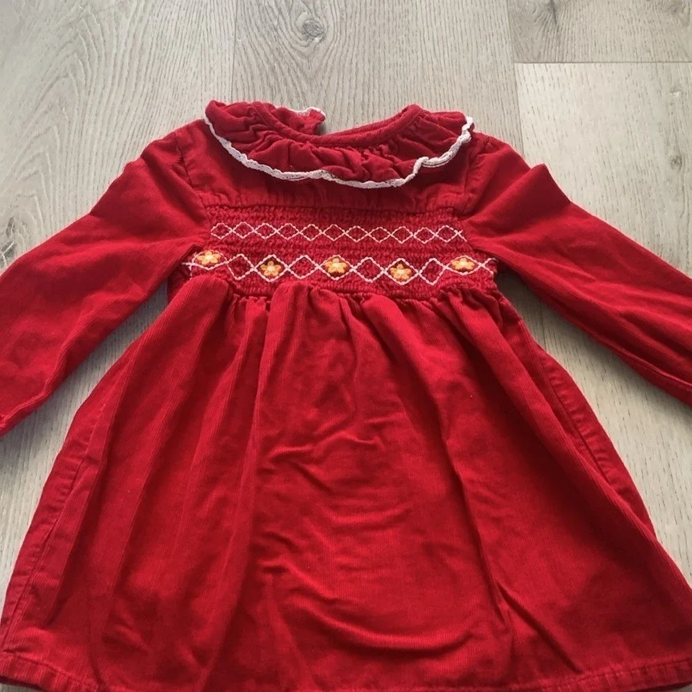Kaisely Girls Red Smocked‎ Dress